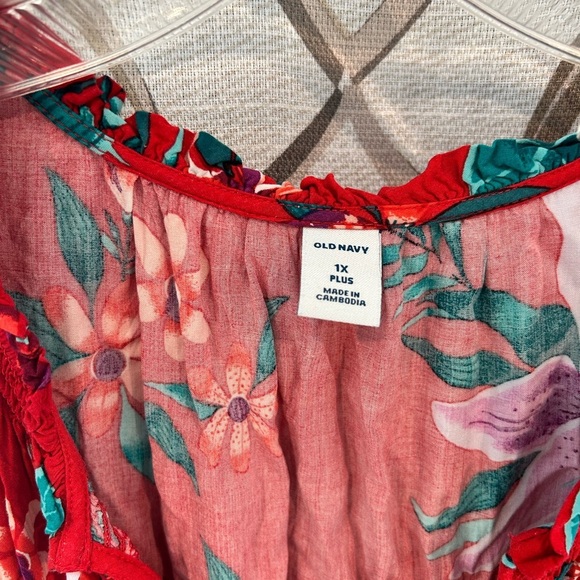 Old Navy Plus Size Hawaiian Floral Red Dress 1X - Picture 3 of 4
